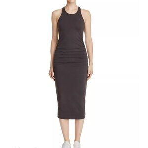 NEW Michael Stars Vivian Brown Ruched Side Racerback Midi Dress in Brown Sz. XS